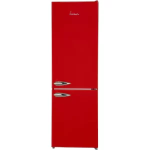 frigider Fram rosu, cu doua usi, congelator mare, jos